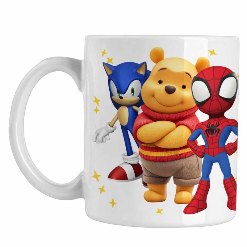 Casa si Gradina - Bucatarie si vesela - Cani si pahare - Cani si cesti - Cana Sonic Winnie Spidey Spiderman CoolTrend, alba, 330ml - Infinity.ro