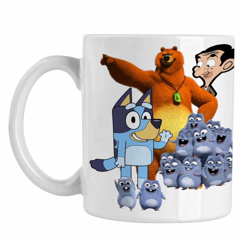 Casa si Gradina - Bucatarie si vesela - Cani si pahare - Cani si cesti - Cana Grizzy Lemingi Bluey Mr Bean CoolTrend, alba, 330ml - Infinity.ro