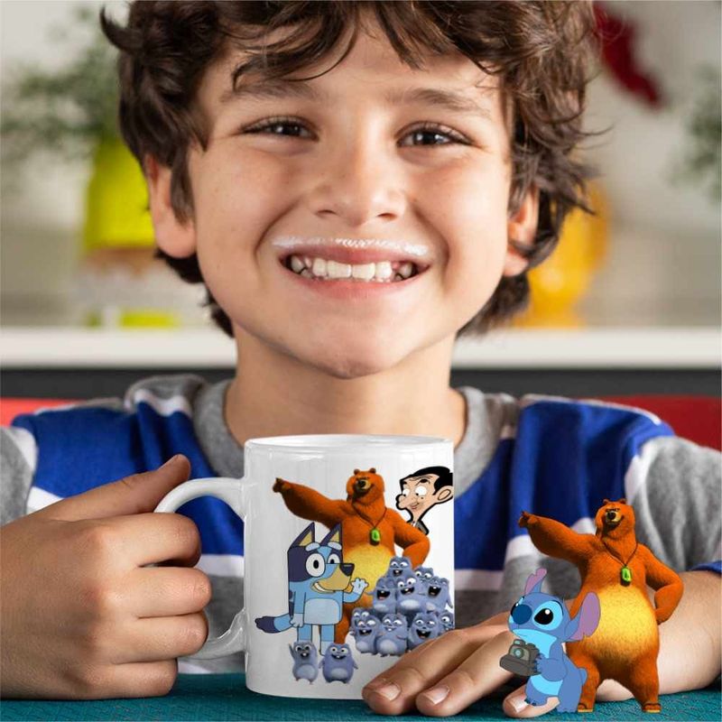 Casa si Gradina - Bucatarie si vesela - Cani si pahare - Cani si cesti - Cana Grizzy Lemingi Bluey Mr Bean CoolTrend, alba, 330ml - Infinity.ro