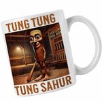 Casa si Gradina - Bucatarie si vesela - Cani si pahare - Cani si cesti - Cana Tung Tung Tung Sahur Brainrot Meme CoolTrend, alba, 330ml, maro - Infinity.ro