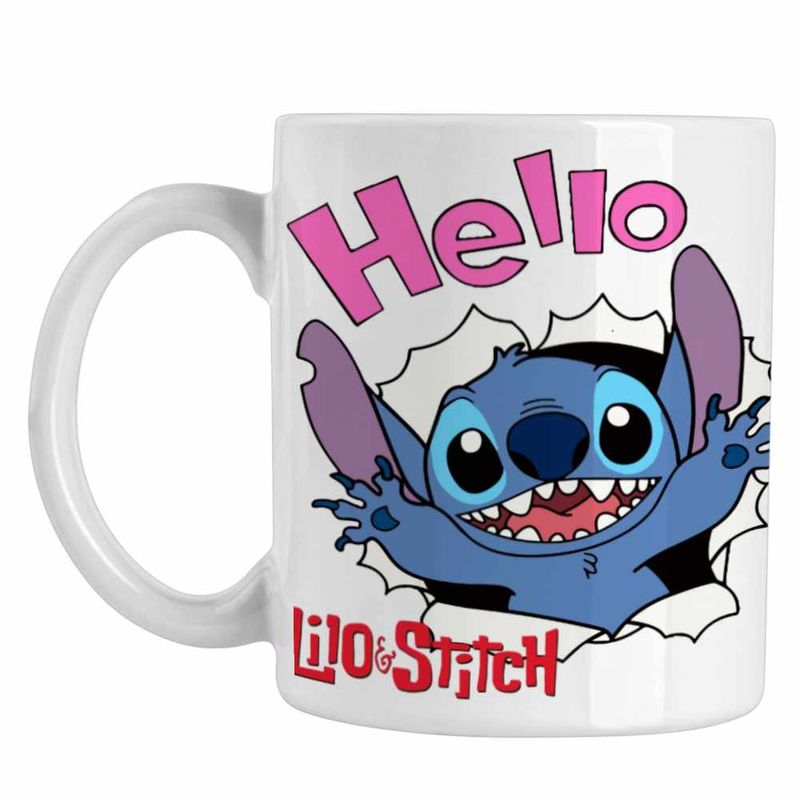 Casa si Gradina - Bucatarie si vesela - Cani si pahare - Cani si cesti - Cana Stitch Hello CoolTrend, alba, 330ml - Infinity.ro