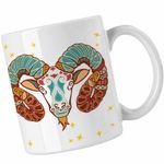 Casa si Gradina - Bucatarie si vesela - Cani si pahare - Cani si cesti - Cana Berbec Zodiac Horoscop Aries Mandala Astrologie CoolTrend, alba, 330ml - Infinity.ro