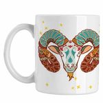 Casa si Gradina - Bucatarie si vesela - Cani si pahare - Cani si cesti - Cana Berbec Zodiac Horoscop Aries Mandala Astrologie CoolTrend, alba, 330ml - Infinity.ro