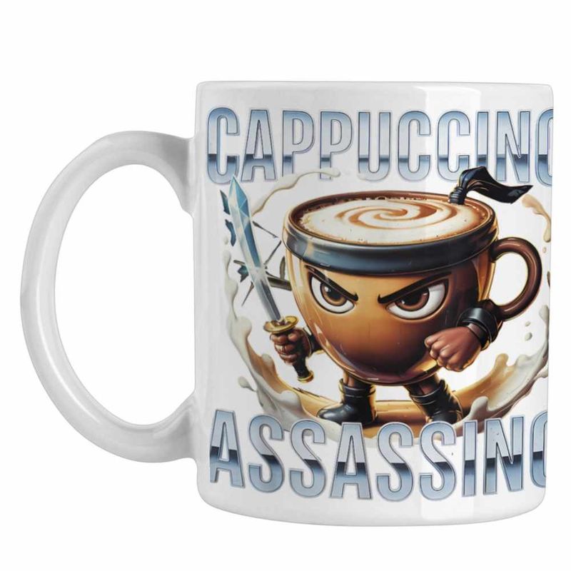 Casa si Gradina - Bucatarie si vesela - Cani si pahare - Cani si cesti - Cana Italian Meme Assassino Brainrot CoolTrend, alba, 330ml - Infinity.ro