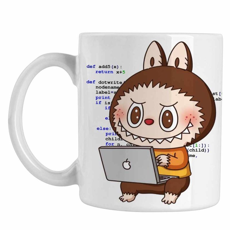 Casa si Gradina - Bucatarie si vesela - Cani si pahare - Cani si cesti - Cana Labubu Programator IT Python PHP CoolTrend, alba, 330ml - Infinity.ro