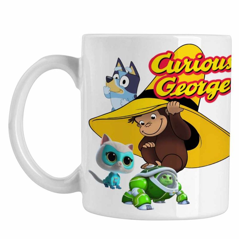 Casa si Gradina - Bucatarie si vesela - Cani si pahare - Cani si cesti - Cana Curiosul George Bluey Super Pisicute Robogobo CoolTrend, alba, 330ml - Infinity.ro