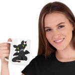 Casa si Gradina - Bucatarie si vesela - Cani si pahare - Cani si cesti - Cana Toothless Dragon Night Fury How to train your dragon, alba, 330ml - Infinity.ro
