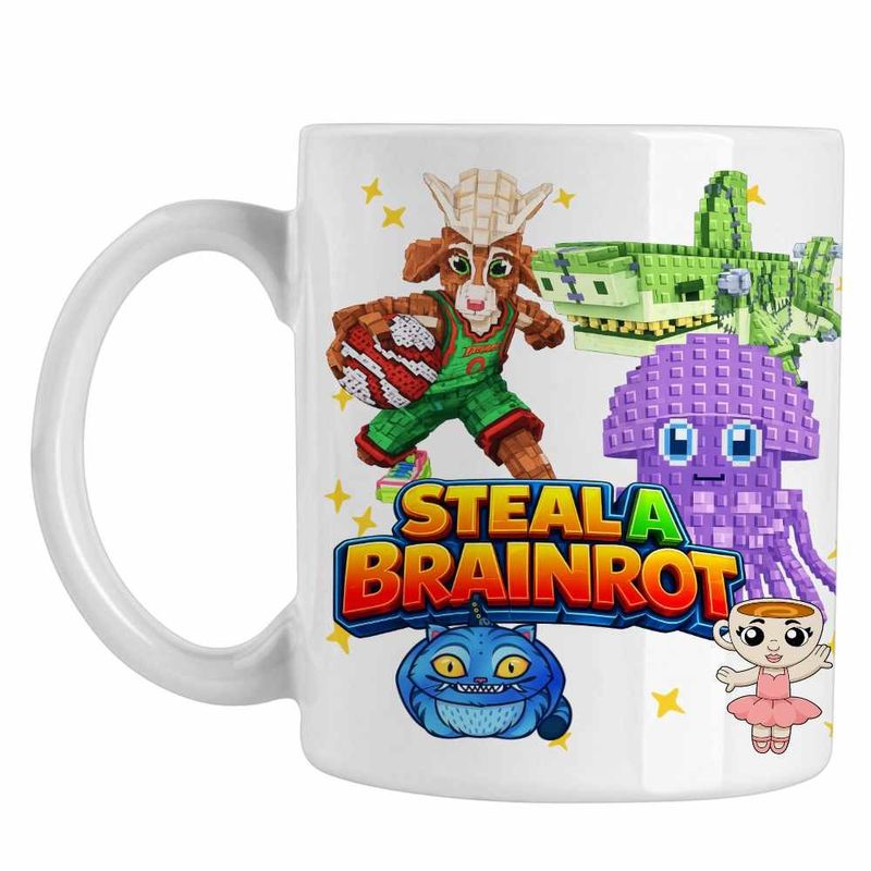 Casa si Gradina - Bucatarie si vesela - Cani si pahare - Cani si cesti - Cana Steal a Brainrot Graipuss Roblox Meme, alba, 330ml - Infinity.ro