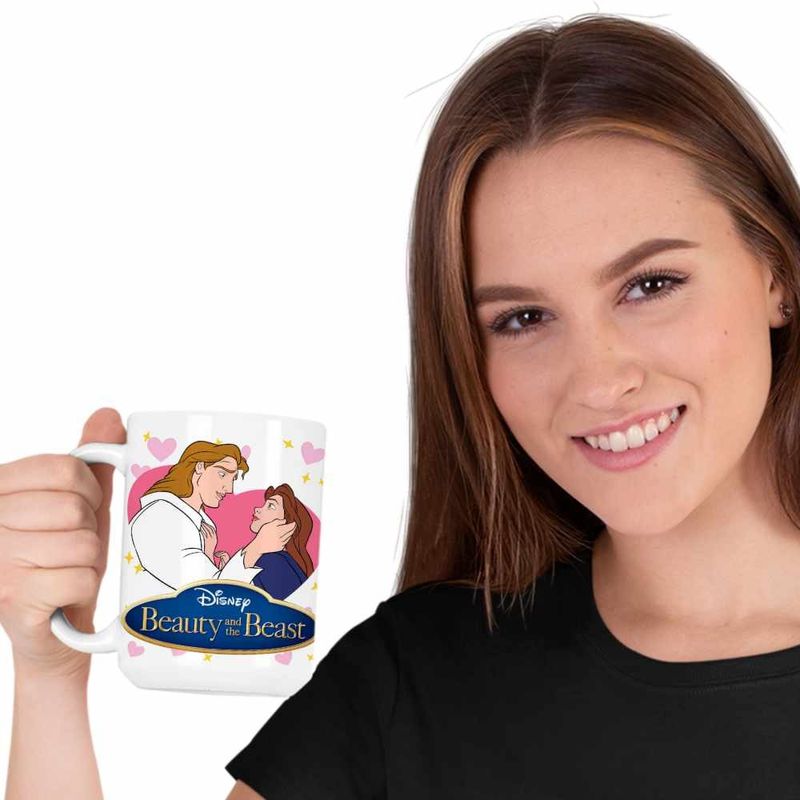 Casa si Gradina - Bucatarie si vesela - Cani si pahare - Cani si cesti - Cana Frumoasa si Bestia Print, alba, 330ml - Infinity.ro