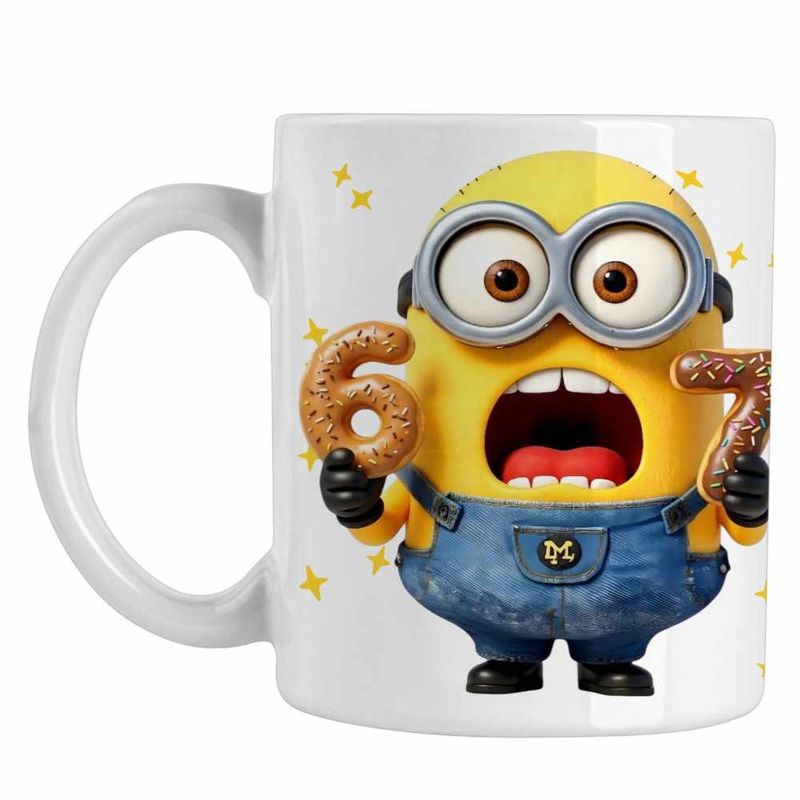 Casa si Gradina - Bucatarie si vesela - Cani si pahare - Cani si cesti - Cana Minions Six Seven Gogosi 67 Despicable, alba, 330ml - Infinity.ro