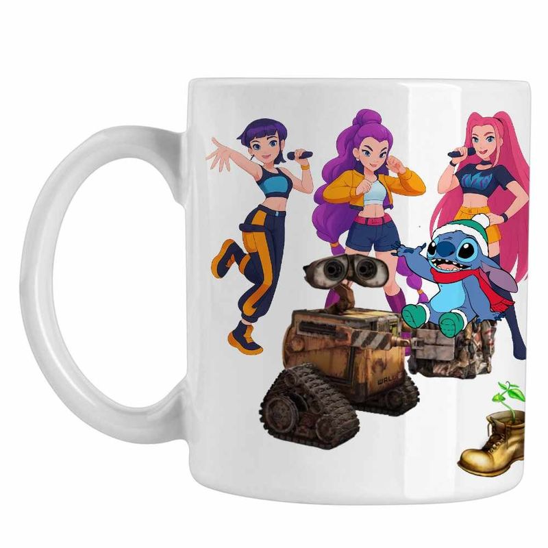Casa si Gradina - Bucatarie si vesela - Cani si pahare - Cani si cesti - Cana Wall-E Huntrix Stitch K-Pop Demon Hunters CoolTrend, alba, 330ml - Infinity.ro