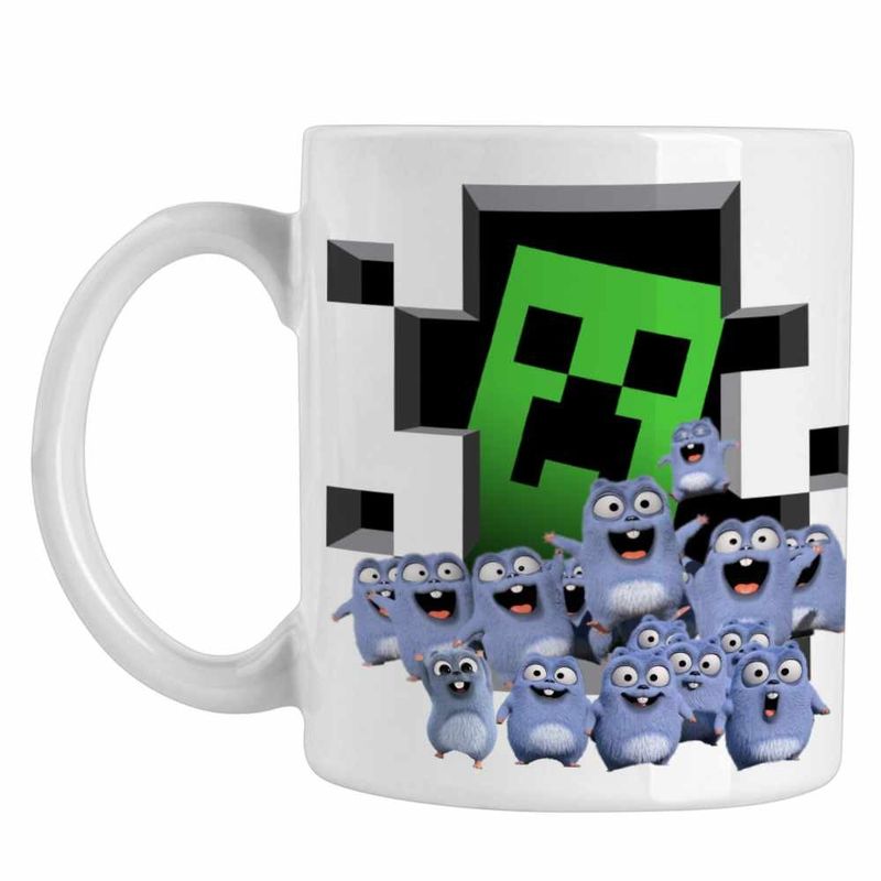 Casa si Gradina - Bucatarie si vesela - Cani si pahare - Cani si cesti - Cana Lemmings Minecraft Lemingi Creeper CoolTrend, alba, 330ml - Infinity.ro