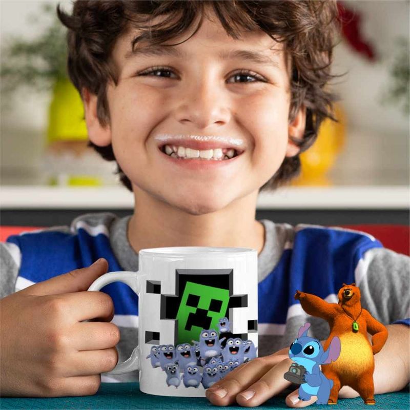 Casa si Gradina - Bucatarie si vesela - Cani si pahare - Cani si cesti - Cana Lemmings Minecraft Lemingi Creeper CoolTrend, alba, 330ml - Infinity.ro