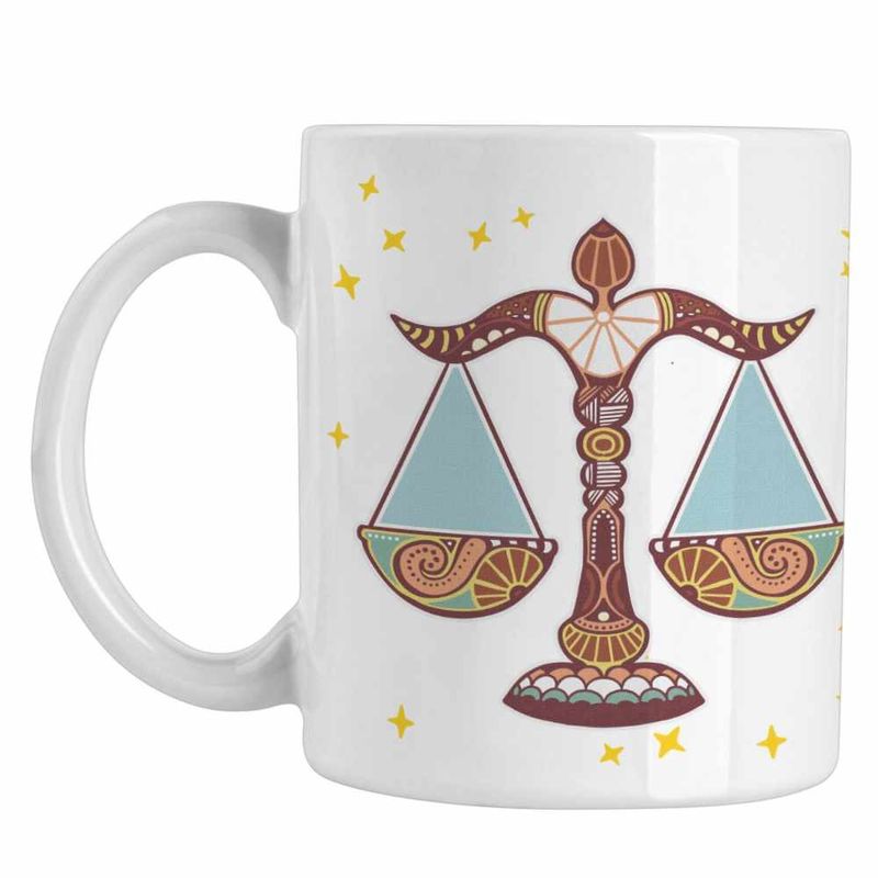 Casa si Gradina - Bucatarie si vesela - Cani si pahare - Cani si cesti - Cana Balanta Zodiac Horoscop Libra Mandala Astrologie CoolTrend, alba, 330ml - Infinity.ro