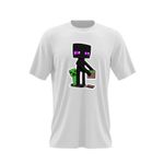 Fashion, accesorii si bijuterii - Barbati - Imbracaminte - Tricouri si bluze barbati - Tricou barbati Enderman Creeper Builder Minecraft, alb, marime 2XL - Infinity.ro