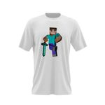 Fashion, accesorii si bijuterii - Barbati - Imbracaminte - Tricouri si bluze barbati - Tricou barbati Steve Warrior Minecraft, alb, marime 2XL - Infinity.ro