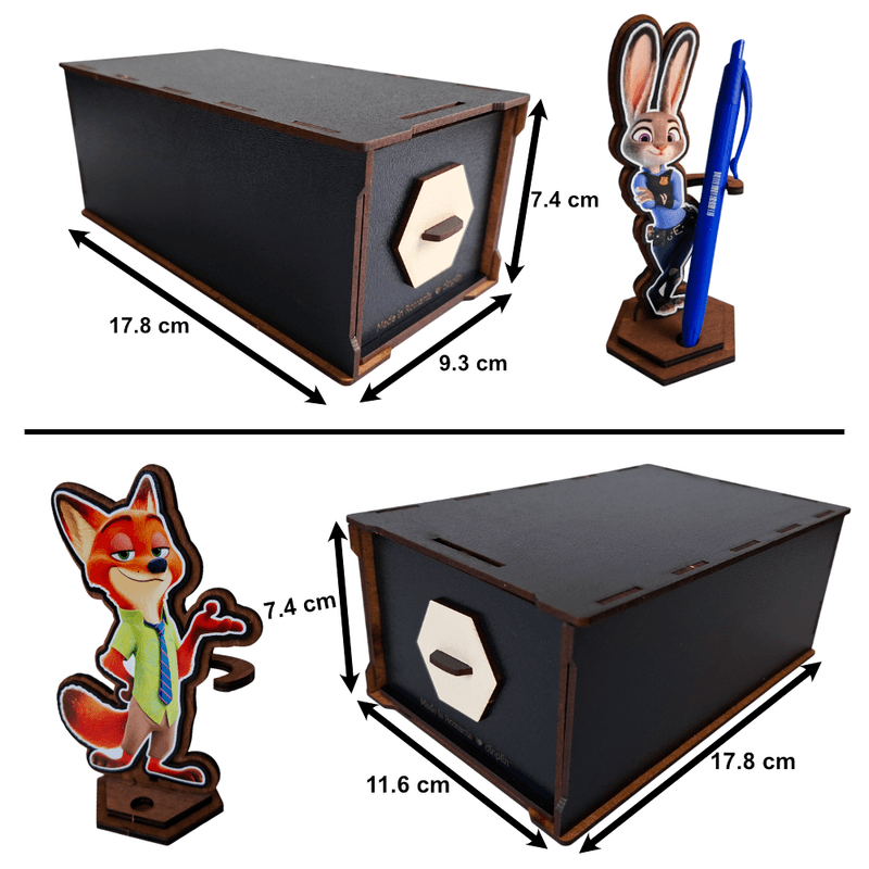 Jucarii, Copii si Bebe - Jucarii si jocuri - Figurine - Set 2 Figurine Zootopia Judy Nick Zootropolis, lemn - Infinity.ro