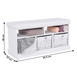 Casa si Gradina - Mobilier - Organizare si depozitare - Bancute - Banca cu 3 cosuri, alb, RAFAELLO - Infinity.ro