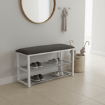 Casa si Gradina - Mobilier - Organizare si depozitare - Bancute - Banca cu rafturi pantofi, gri/alb, LANGELLA NEW - Infinity.ro