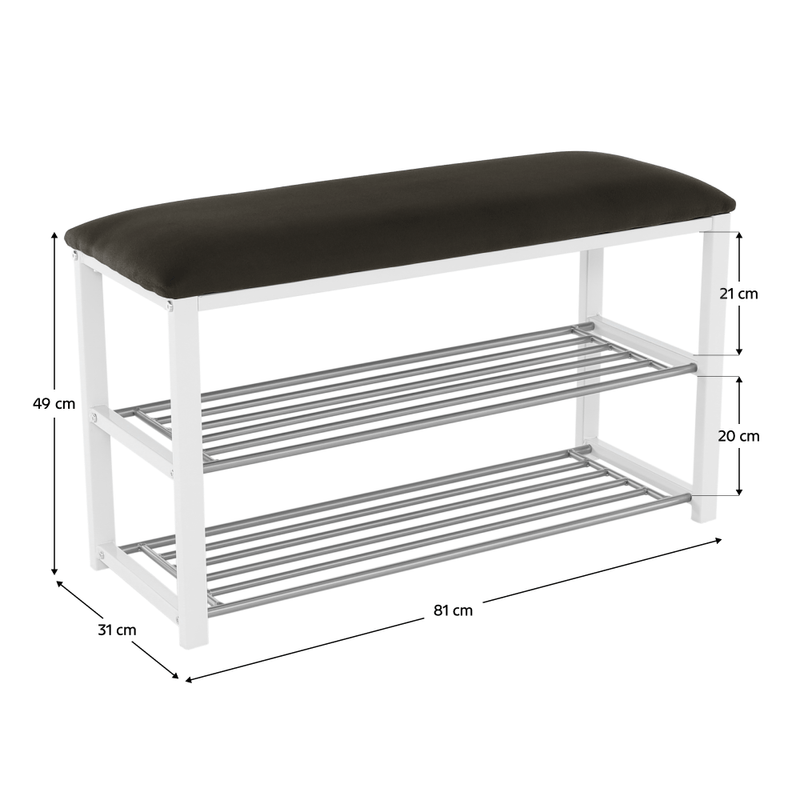Casa si Gradina - Mobilier - Organizare si depozitare - Bancute - Banca cu rafturi pantofi, gri/alb, LANGELLA NEW - Infinity.ro