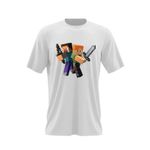 Fashion, accesorii si bijuterii - Barbati - Imbracaminte - Tricouri si bluze barbati - Tricou barbati Steve Alex Fight Minecraft, alb, marime 2XL - Infinity.ro
