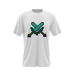 Fashion, accesorii si bijuterii - Barbati - Imbracaminte - Tricouri si bluze barbati - Tricou barbati Two Diamond Swords Minecraft, alb, marime 2XL - Infinity.ro