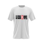 Fashion, accesorii si bijuterii - Barbati - Imbracaminte - Tricouri si bluze barbati - Tricou barbati La Casa de Papel Logo, alb, marime 2XL - Infinity.ro
