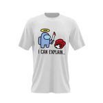 Fashion, accesorii si bijuterii - Barbati - Imbracaminte - Tricouri si bluze barbati - Tricou barbati I can explain Among Us, alb, marime 2XL - Infinity.ro