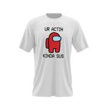 Fashion, accesorii si bijuterii - Barbati - Imbracaminte - Tricouri si bluze barbati - Tricou barbati Ur Actin Kinda Sus Among Us, alb, marime 2XL - Infinity.ro