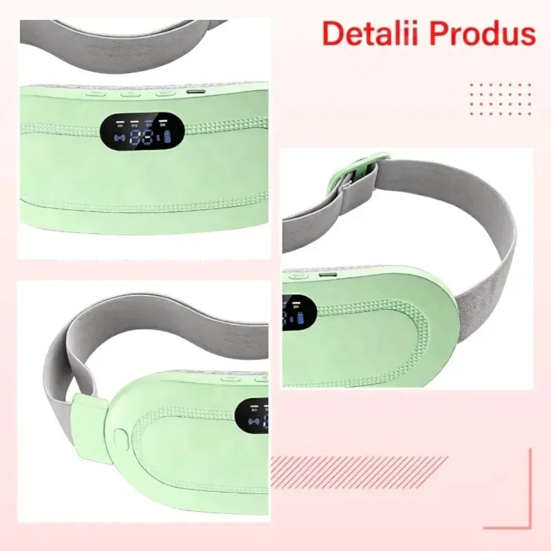 Ingrijire personala si Cosmetice - Sanatate si wellness - Articole wellness - Aparate si dispozitive de masaj - Centura abdominala cu incalzire si masaj pentru dureri menstruale si lombare 3 trepte termice 4 moduri vibromasaj Verde - Infinity.ro