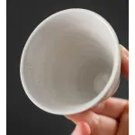 Casa si Gradina - Bucatarie si vesela - Cani si pahare - Cani si cesti - Set ceasca ceramica pentru espresso ABYZ 120ml cu suport cub ceramic, design conic minimalist si rafinat, Alb - Infinity.ro