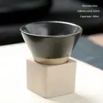 Casa si Gradina - Bucatarie si vesela - Cani si pahare - Cani si cesti - Set ceasca ceramica pentru espresso ABYZ 120ml cu suport cub ceramic, design conic minimalist si rafinat, Negru - Infinity.ro
