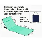 Casa si Gradina - Gradina si terasa - Mobilier exterior - Scaune si sezlonguri gradina - Saltea pliabila pentru plaja impermeabila spatar reglabil perna integrata include geanta de transport 145 x 50 cm Verde - Infinity.ro