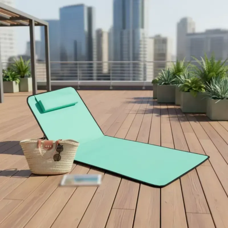 Casa si Gradina - Gradina si terasa - Mobilier exterior - Scaune si sezlonguri gradina - Saltea pliabila pentru plaja impermeabila spatar reglabil perna integrata include geanta de transport 145 x 50 cm Verde - Infinity.ro