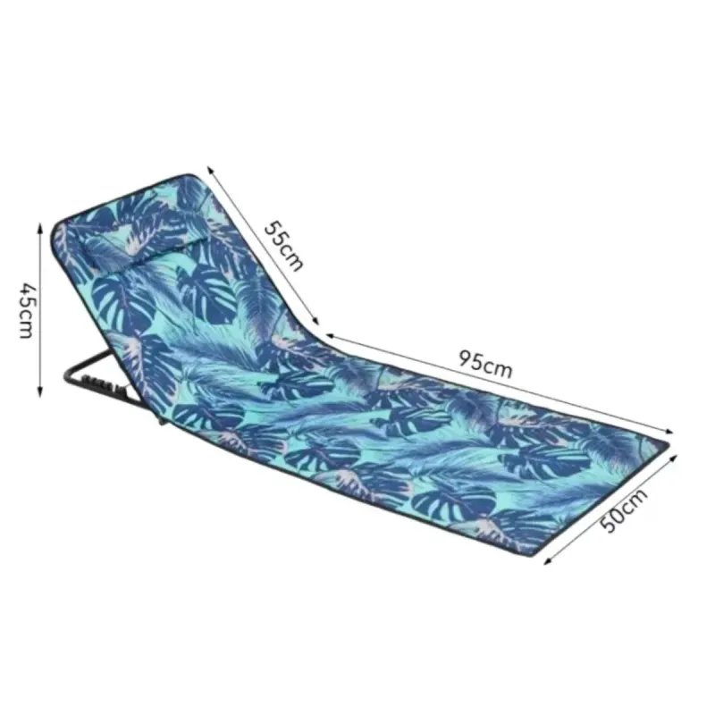 Casa si Gradina - Gradina si terasa - Mobilier exterior - Scaune si sezlonguri gradina - Saltea pliabila plaja impermeabila cu spatar reglabil ABYZ 145x50cm geanta transport Print Tropical Albastru - Infinity.ro