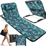Casa si Gradina - Gradina si terasa - Mobilier exterior - Scaune si sezlonguri gradina - Saltea pliabila plaja impermeabila cu spatar reglabil ABYZ 145x50cm geanta transport Print Tropical Albastru - Infinity.ro