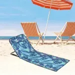 Casa si Gradina - Gradina si terasa - Mobilier exterior - Scaune si sezlonguri gradina - Saltea pliabila plaja impermeabila cu spatar reglabil ABYZ 145x50cm geanta transport Print Tropical Albastru - Infinity.ro