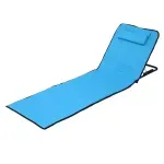 Casa si Gradina - Gradina si terasa - Mobilier exterior - Scaune si sezlonguri gradina - Saltea pliabila pentru plaja, impermeabila, spatar reglabil in 5 trepte, perna, geanta de transport, 145 x 50 cm, Blue - Infinity.ro