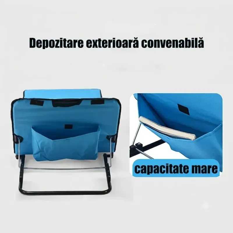 Casa si Gradina - Gradina si terasa - Mobilier exterior - Scaune si sezlonguri gradina - Saltea pliabila pentru plaja, impermeabila, spatar reglabil in 5 trepte, perna, geanta de transport, 145 x 50 cm, Blue - Infinity.ro