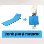 Casa si Gradina - Gradina si terasa - Mobilier exterior - Scaune si sezlonguri gradina - Saltea pliabila pentru plaja, impermeabila, spatar reglabil in 5 trepte, perna, geanta de transport, 145 x 50 cm, Blue - Infinity.ro