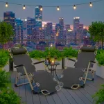 Casa si Gradina - Gradina si terasa - Mobilier exterior - Scaune si sezlonguri gradina - Sezlong pliabil si reglabil cu suport picioare si perna detasabila, cadru rezistent, scaun gradina, terasa, plaja  Gri - Infinity.ro