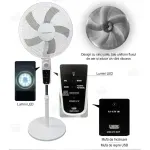 Electronice si Electrocasnice - Climatizare si sisteme de incalzire - Aparate racire aer - Ventilatoare - Ventilator solar cu picior si telecomanda , 12W, 4 trepte de viteza, panou solar 9V 12W, LED, functie powerbank USB - Infinity.ro