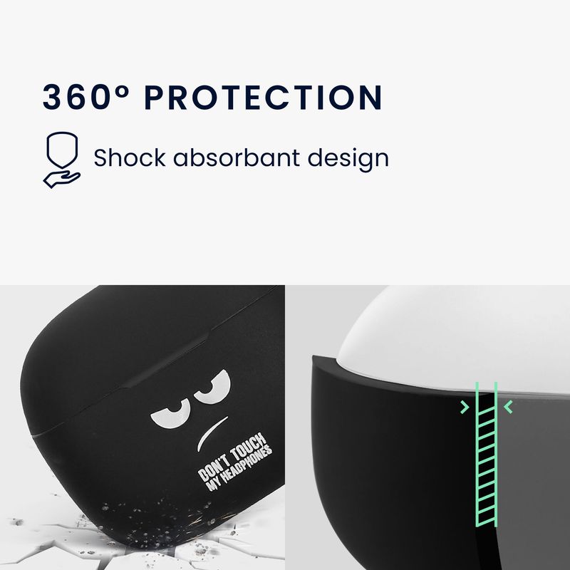 TV, Audio-Video si Foto - Portabile audio - Casti audio - Husa casti Kwmobile pentru Bowers & Wilkins Pi6, Pi8, protectie la zgarieturi, Silicon, alb, negru - Infinity.ro
