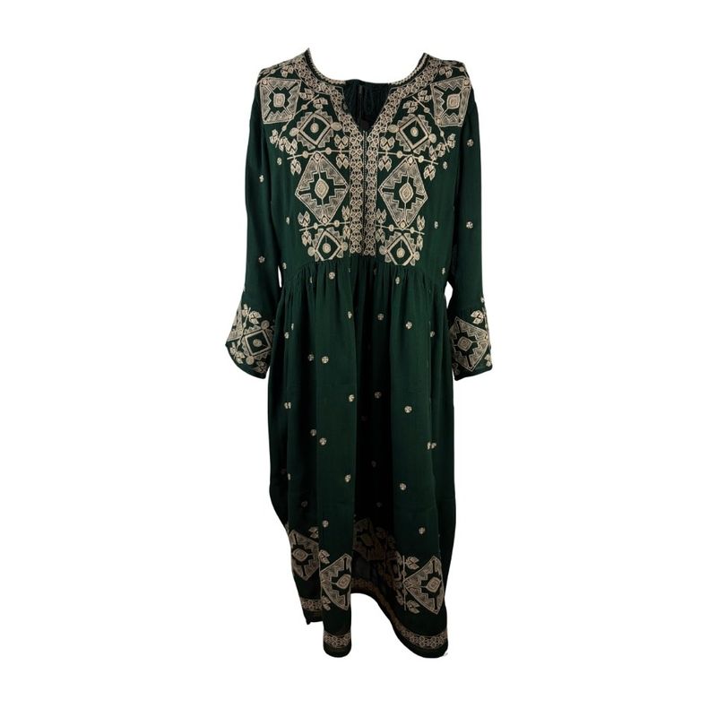 Fashion, accesorii si bijuterii - Femei - Imbracaminte femei - Rochii femei - Rochie dama AU26 verde/crem , marimea S - Infinity.ro