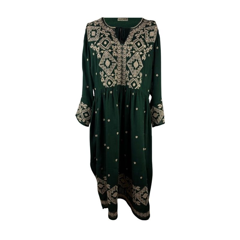 Fashion, accesorii si bijuterii - Femei - Imbracaminte femei - Rochii femei - Rochie dama AU26 verde/crem , marimea S - Infinity.ro
