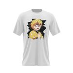 Fashion, accesorii si bijuterii - Barbati - Imbracaminte - Tricouri si bluze barbati - Tricou barbati Demon Slayer Zenitsu Manga, alb, marime 2XL - Infinity.ro