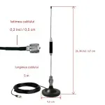 Auto si Moto - Electronice auto - Statii radio si detectoare radar - Antena pentru Statie Auto CB, Baza magnetica 88mm, Inaltime 71cm, Lungime cablu 5m, Frecventa 27 Mhz, Universala - Infinity.ro