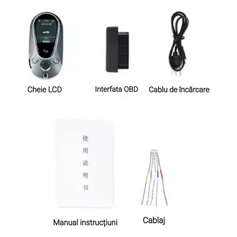 Auto si Moto - Electronice auto - Accesorii electronice auto - Cheie Auto Smart cu Display 700 Negru, Activare Keyless Entry, 4 butoane, LCD cu touchscreen - Infinity.ro