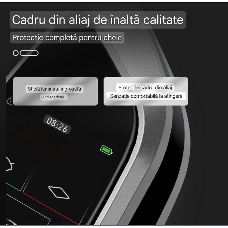 Auto si Moto - Electronice auto - Accesorii electronice auto - Cheie Auto Smart cu Display SK02, Activare Keyless Entry, 4 butoane, LCD cu touchscreen - Infinity.ro