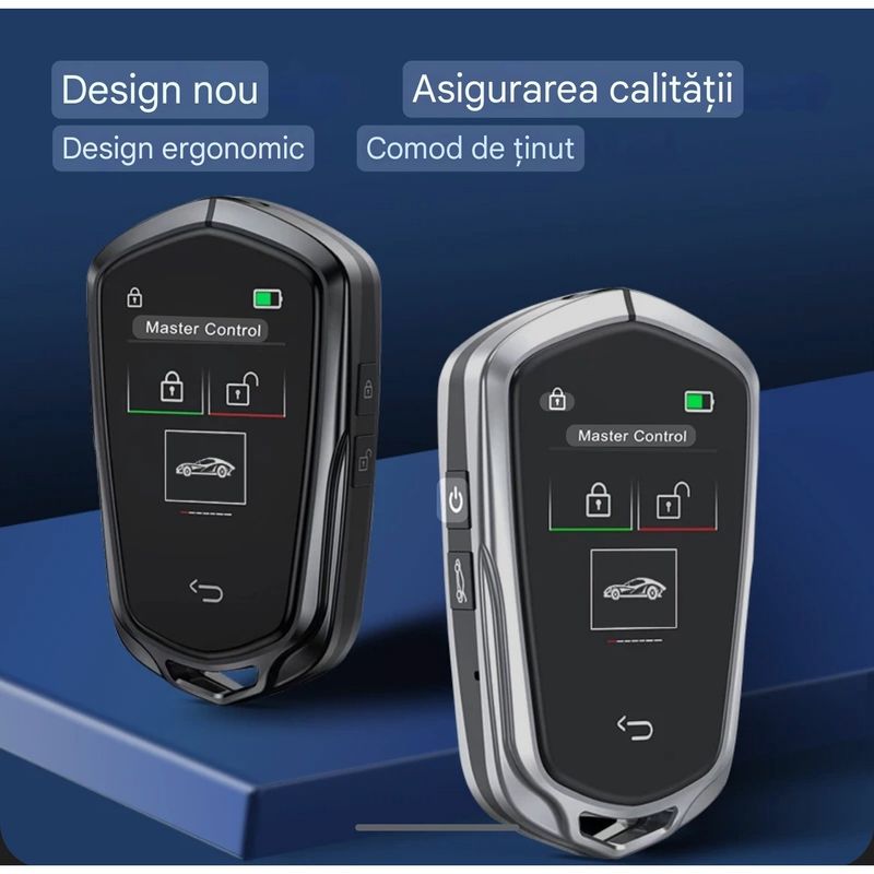 Auto si Moto - Electronice auto - Accesorii electronice auto - Cheie Auto Smart cu Display 858 Negru, Activare Keyless Entry, 4 butoane, LCD cu touchscreen - Infinity.ro